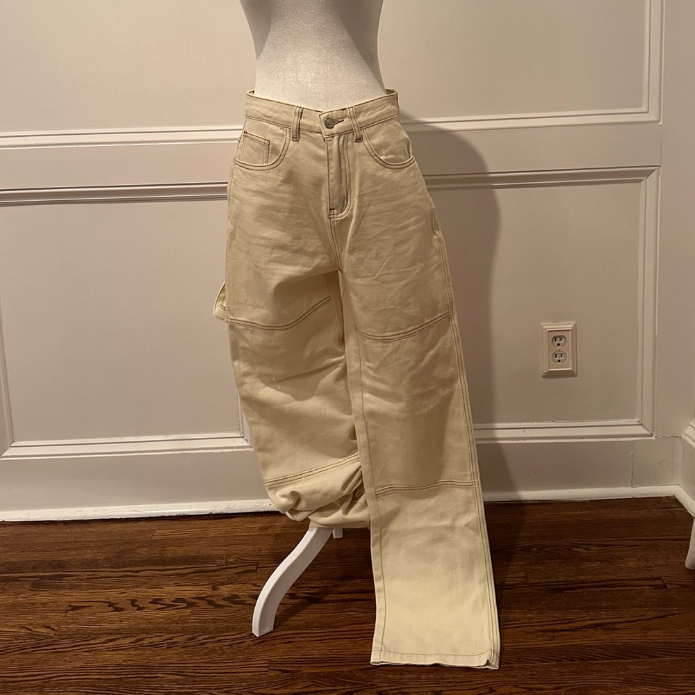 Princess Polly Miami Vice-Like Pants in Cream | Size 4